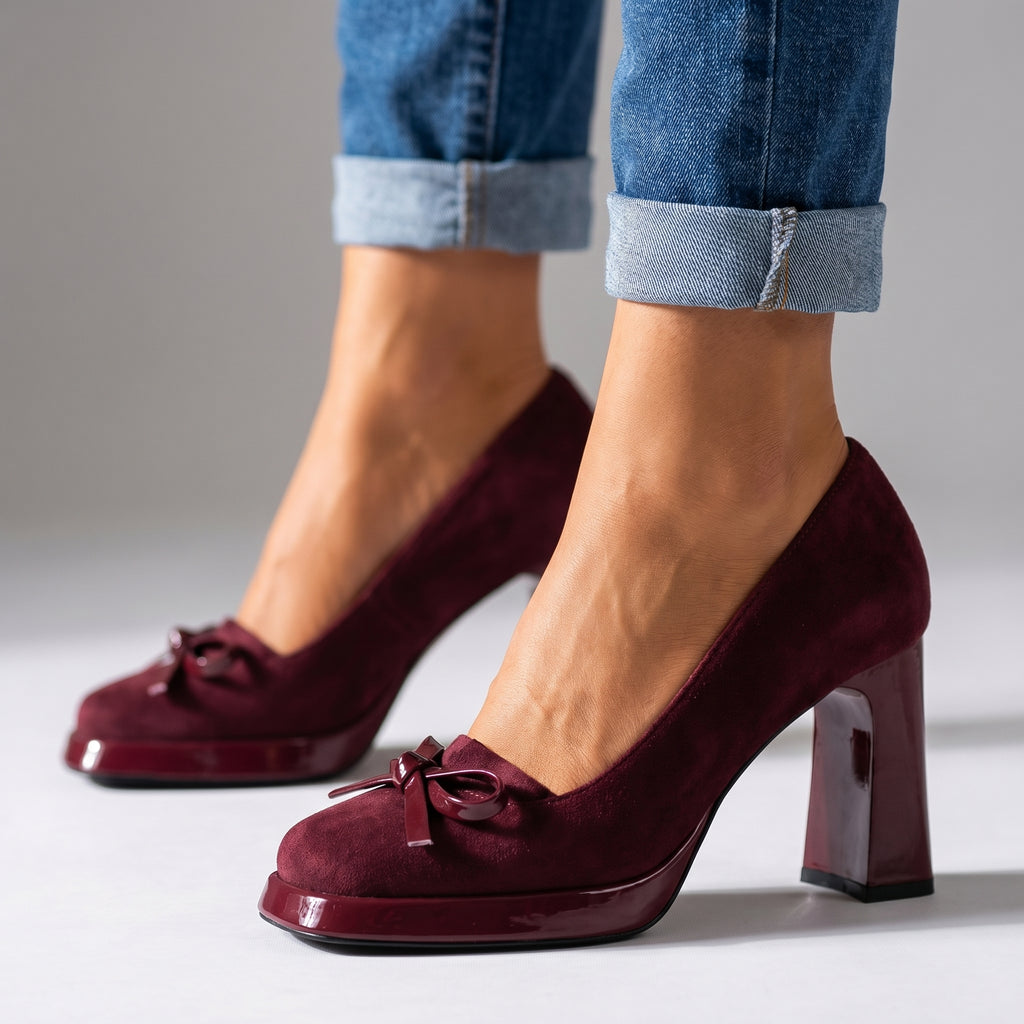 Davina Suede Platforms - Color:Burgundy;Size:35