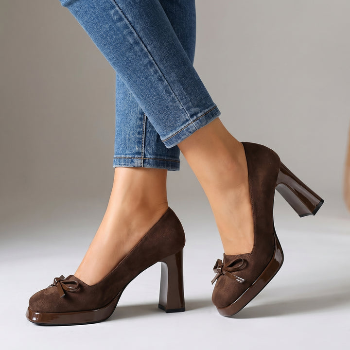 Davina Suede Platforms - Color:Dark Brown;Size:35