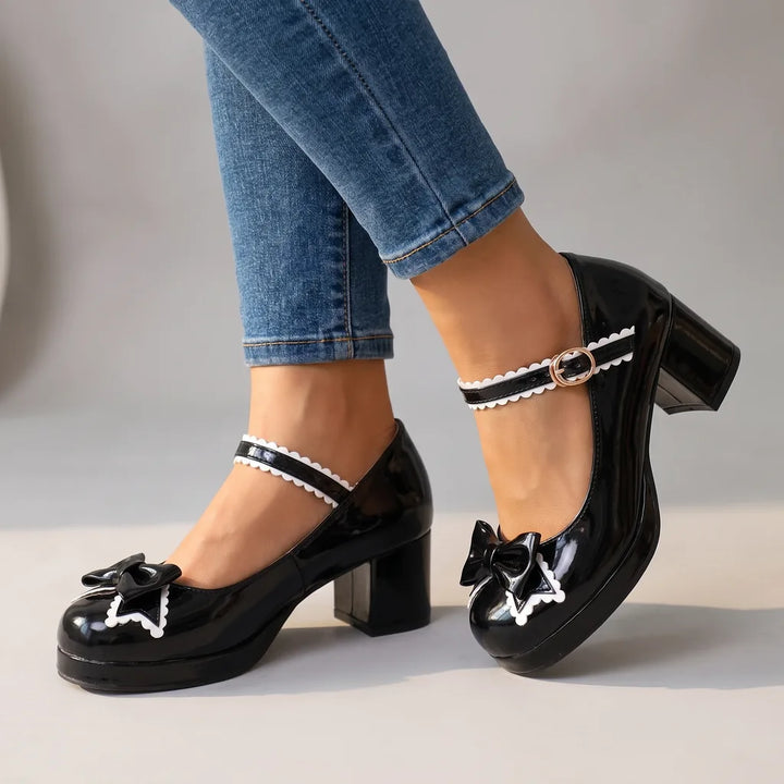 Davina | Women's Mary Jane Heels - Color:Black;Size:35