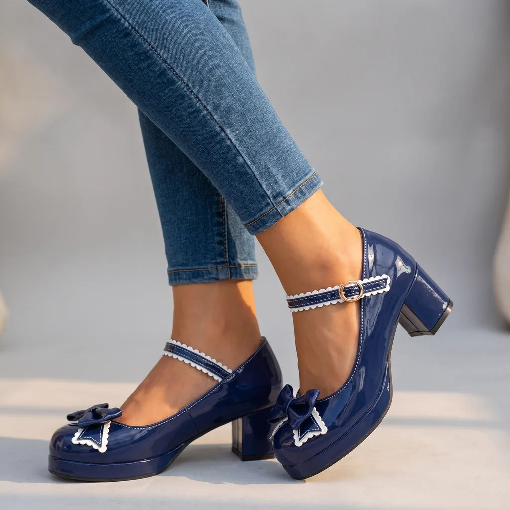 Davina | Women's Mary Jane Heels - Color:Blue;Size:35