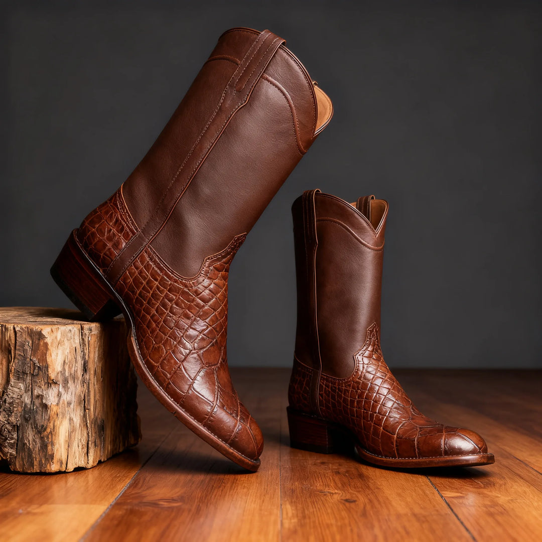 Declan | Mens Fall Vintage Cowboy Boots - Color:Brown;Size:38
