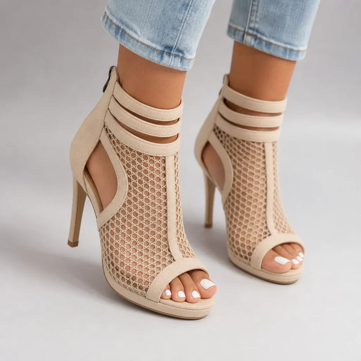 Delia | Women's Summer Mesh Stiletto Heels  - Color:Beige;Size:35
