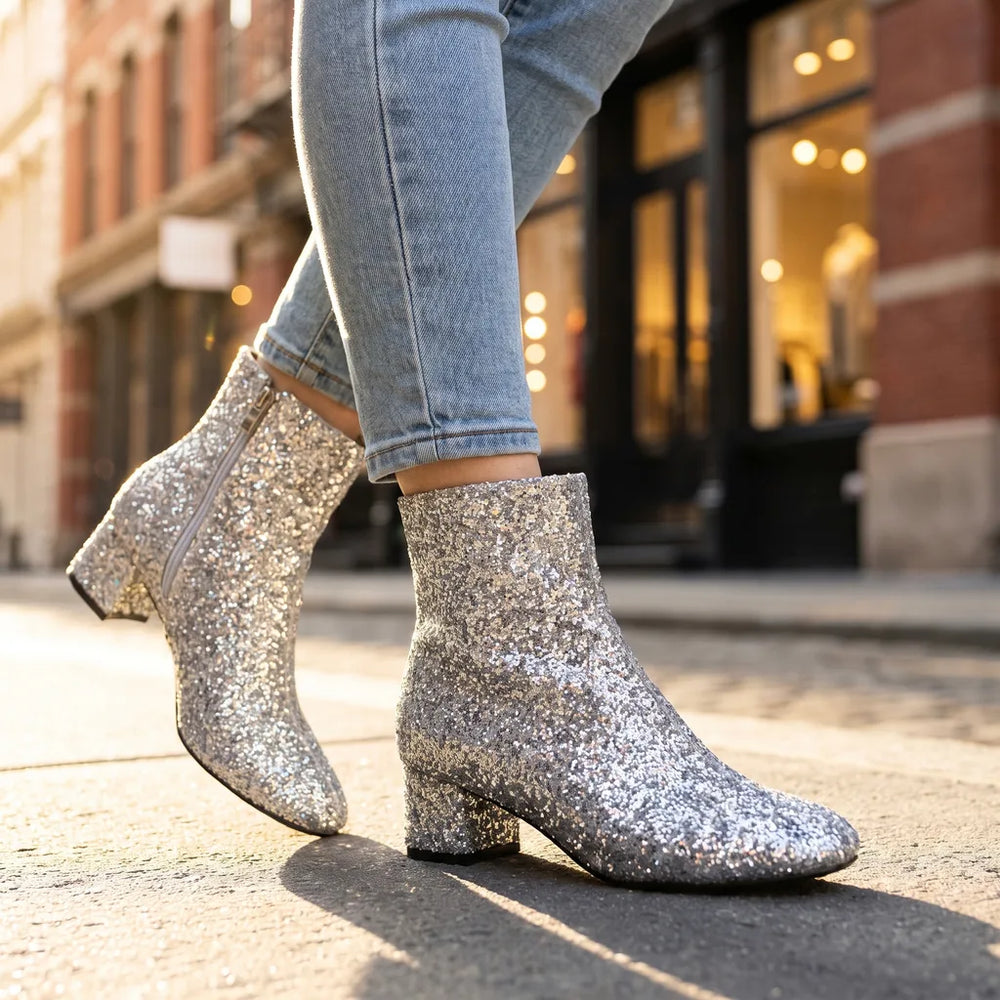 Women's Gray Fremont Sequin Heeled Boots