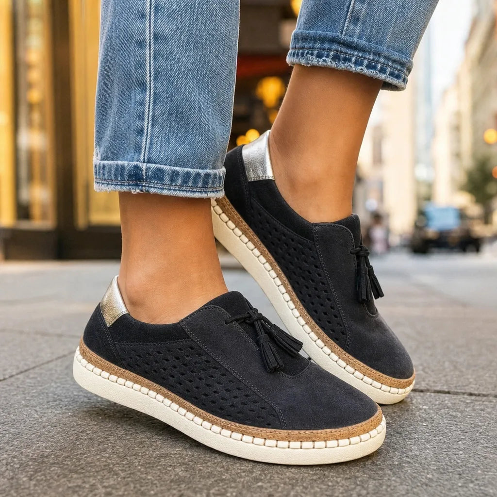 Women's Black Marston Tassel Slip On Flats