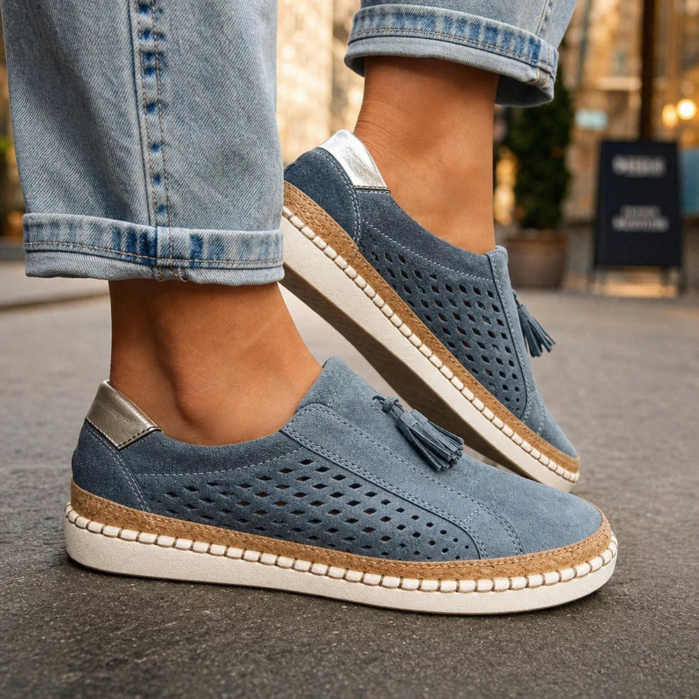 Women's Blue Marston Tassel Slip On Flats