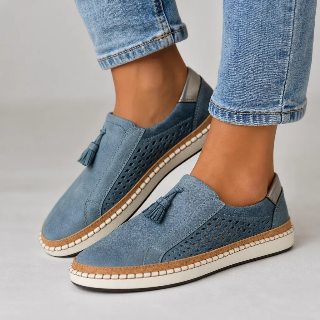 Delphine Tassel Slip-On Loafers - Color:Blue;Size:35