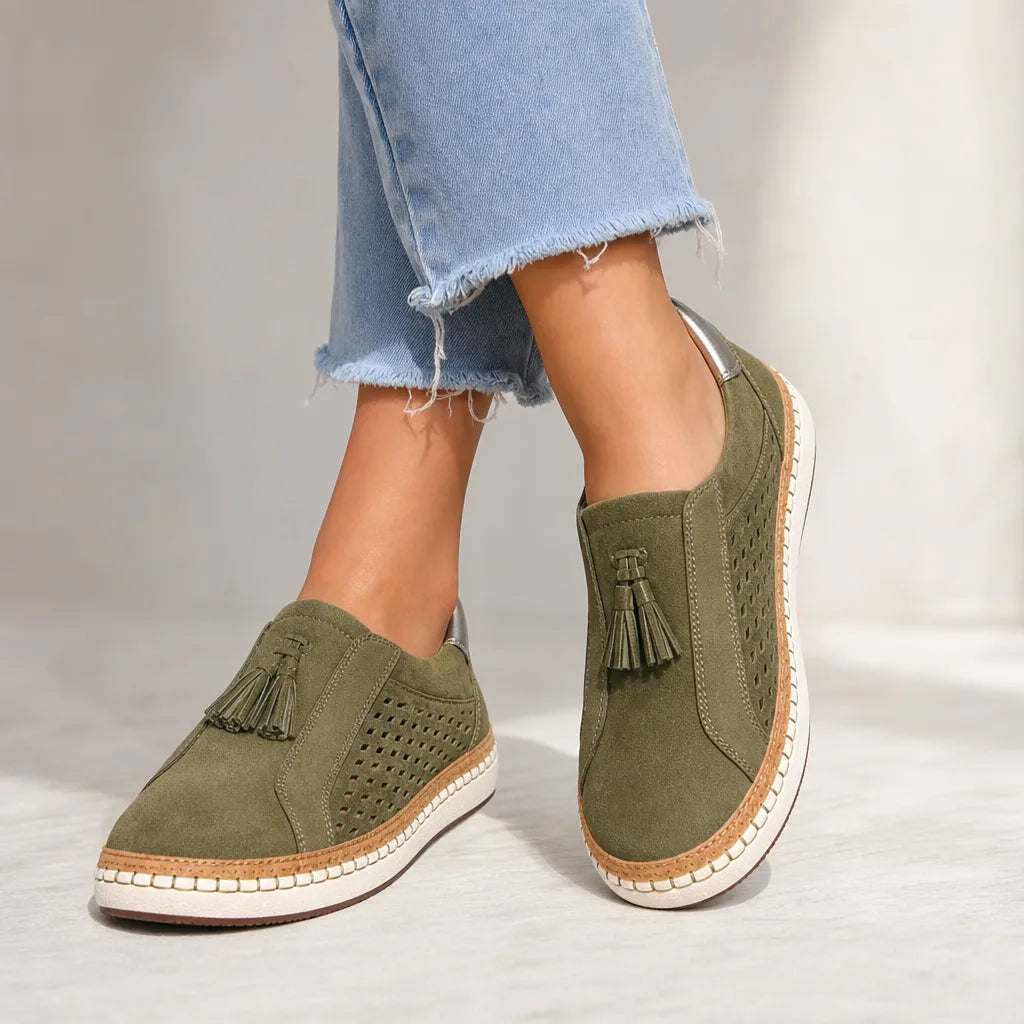 Delphine Tassel Slip-On Loafers - Color:Green;Size:35