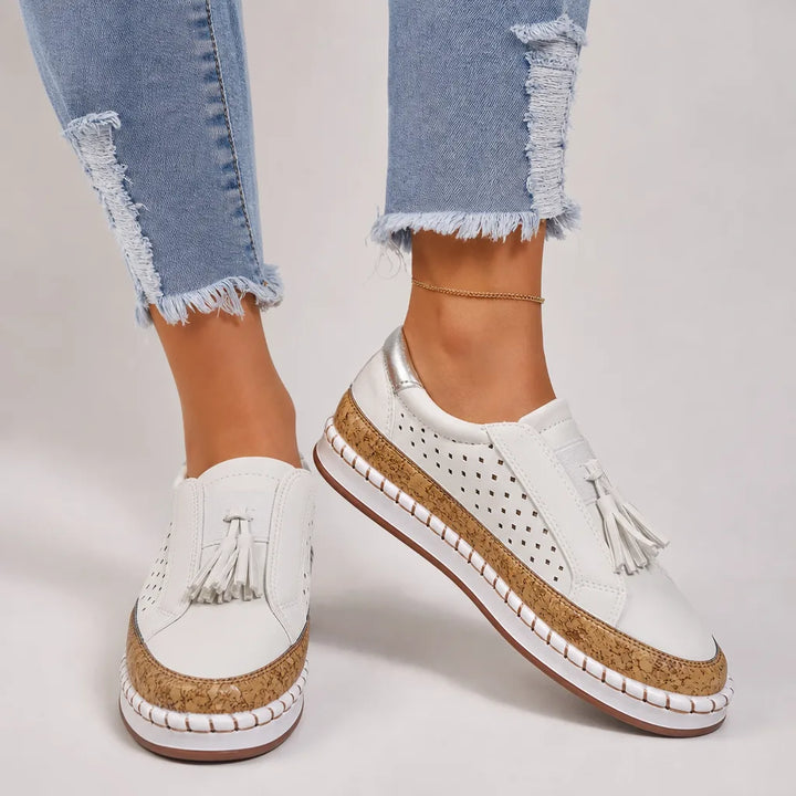 Delphine Tassel Slip-On Loafers - Color:White;Size:35
