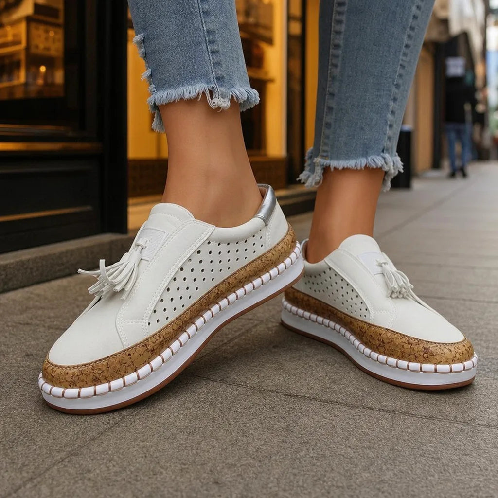 Women's White Marston Tassel Slip On Flats
