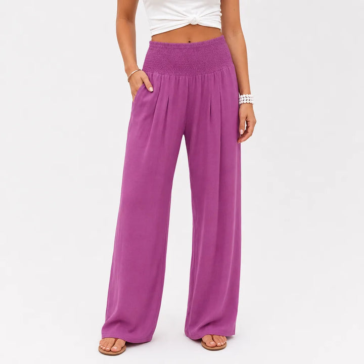 Delphine | Women's Boho Wide Leg Sweatpants - Color:Purple;Size:XS