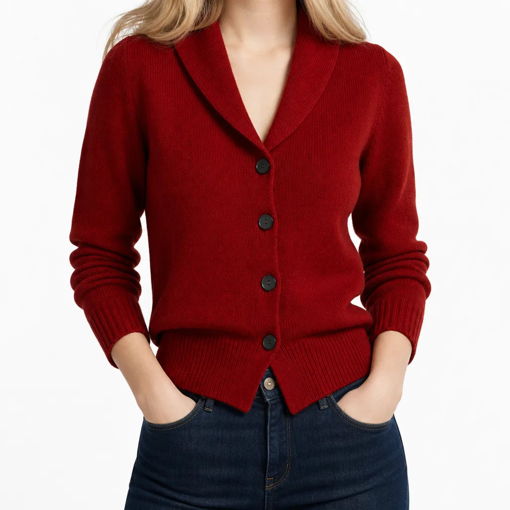 Delphine | Women's Cardigan Sweater - Color:Red;Size:One Size