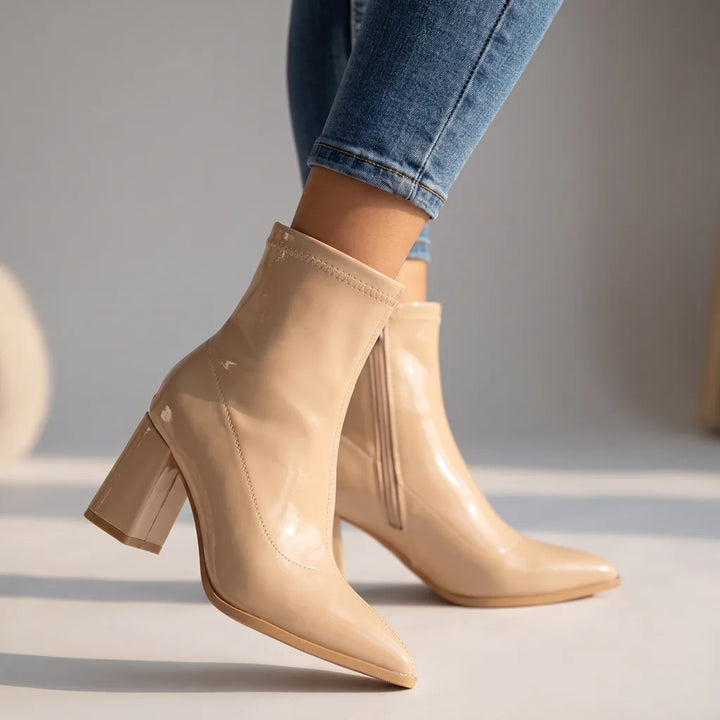 Delphine | Women's Fall Ankle Boots - Color:Beige;Size:35