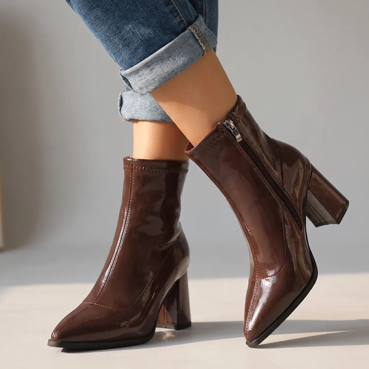 Delphine | Women's Fall Ankle Boots - Color:Brown;Size:35