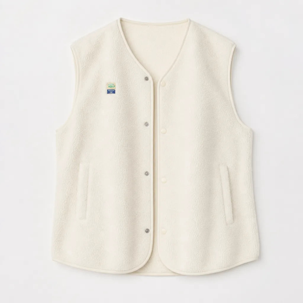 Delphine | Women's Fall Fleece Vest - Color:Beige;Size:XS