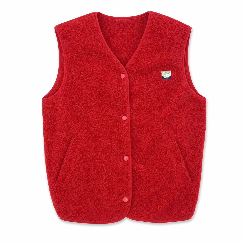 Delphine | Women's Fall Fleece Vest - Color:Red;Size:XS