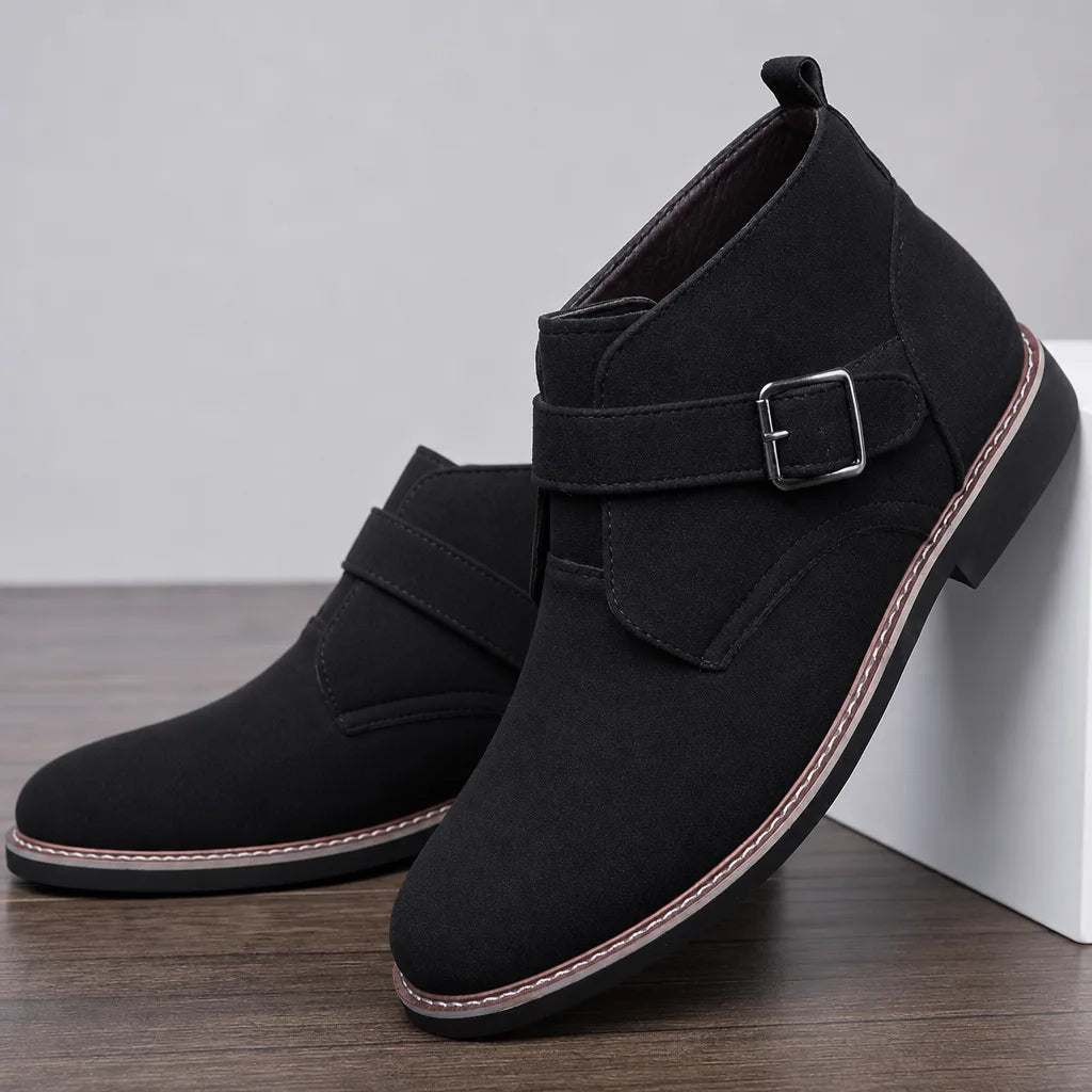 Derek | Men's Suede Ankle Boots - Color:Black;Size:39