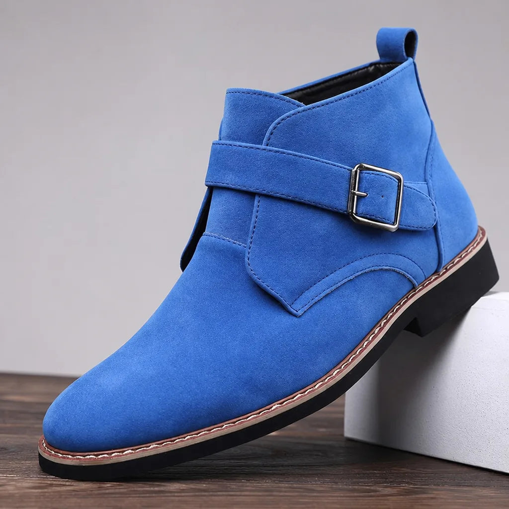 Men's Blue Josephine Buckle Ankle Boots
