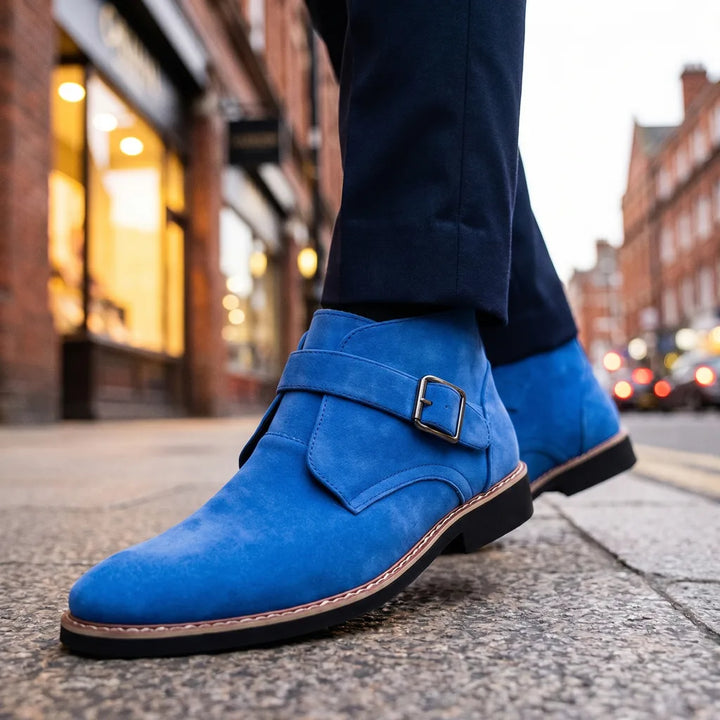 Men's Blue Josephine Buckle Ankle Boots