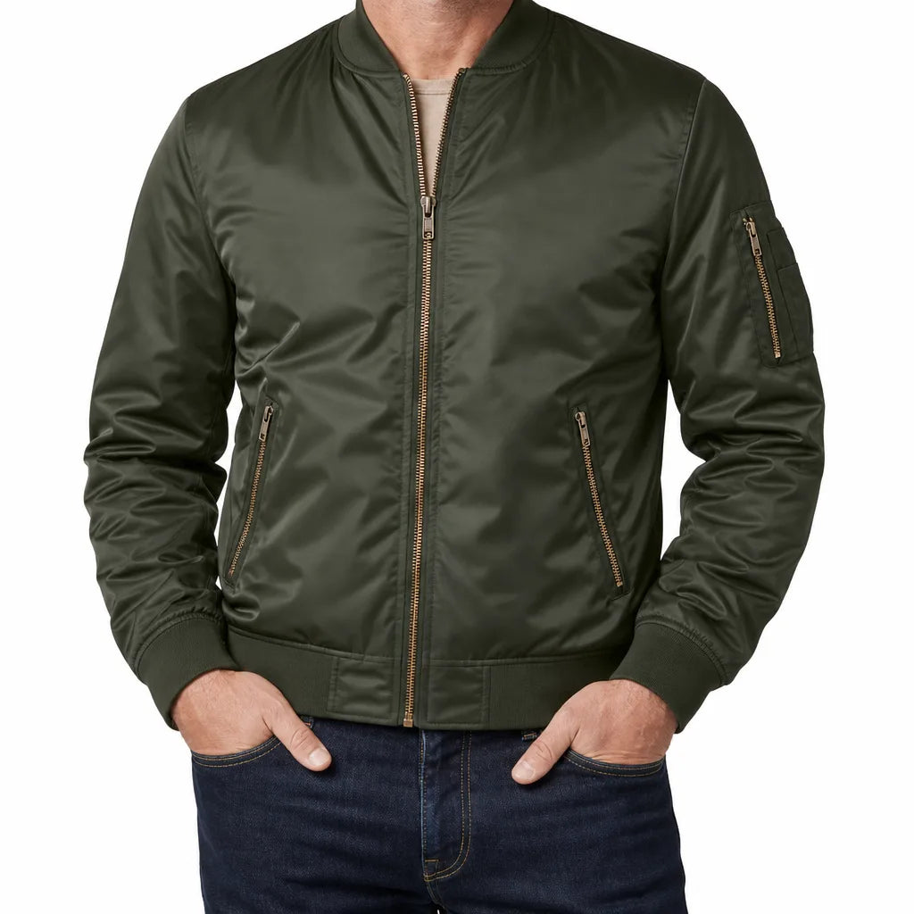 Men's Army Desmond Ribbed Collar Bomber