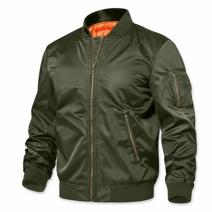 Desmond Ribbed Collar Bomber - Color:Army;Size:XXS