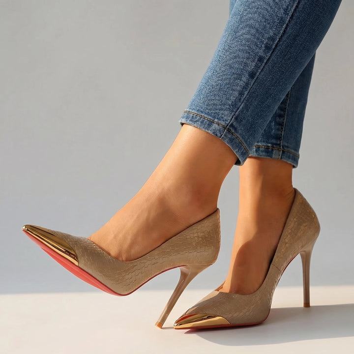 Diana Pointed Pumps - Color:Khaki;Size:35
