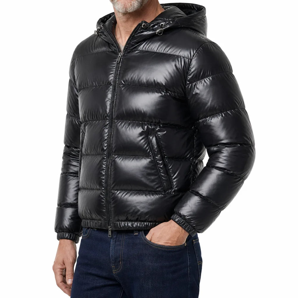 Men's Black Dominic Padded Hooded Jacket