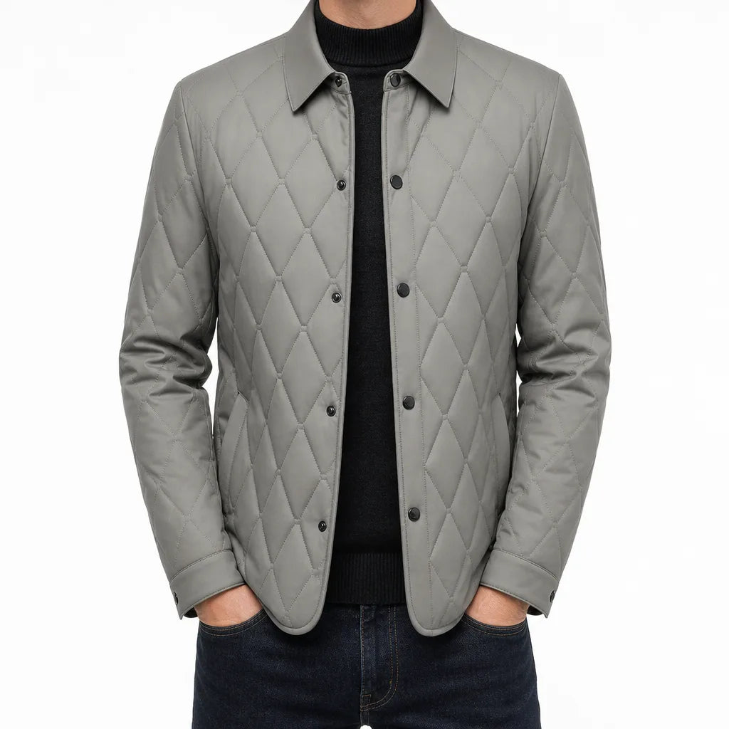 Dorian | Stylish Fall Quilted Jacket - Color:Beige;Size:S