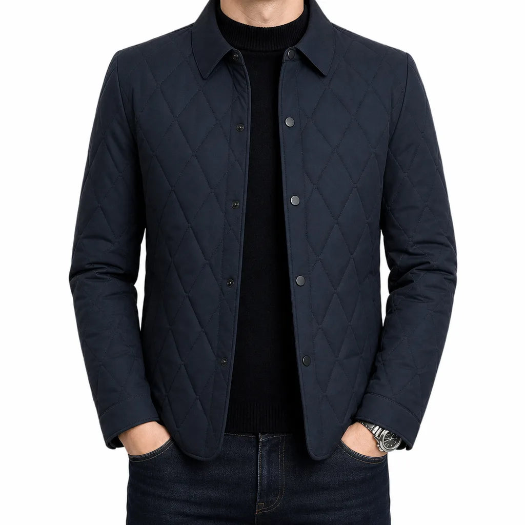 Dorian | Stylish Fall Quilted Jacket - Color:Blue;Size:S