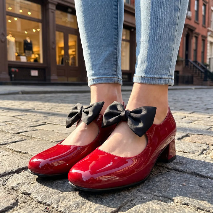 Women's Wine Red Underhill Bow Mary Jane Pumps