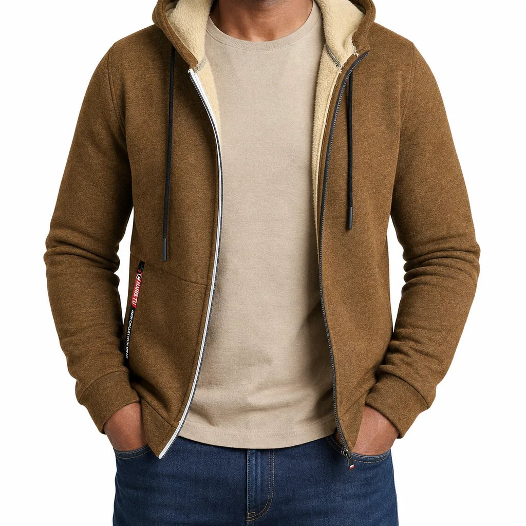 Douglas Full Zip Hoodie - Color:Brown;Size:XS