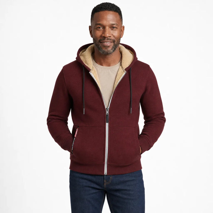 Men's Red Langley Fleece Zip Hoodie