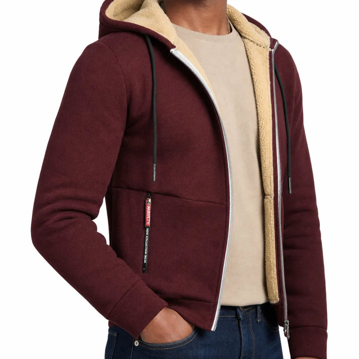Men's Red Langley Fleece Zip Hoodie