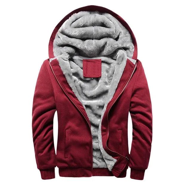 Drew | Men's Hooded Fleece Jacket - Size:XS;Color:Red