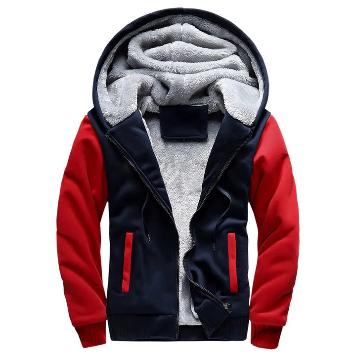 Drew | Men's Hooded Fleece Jacket - Size:XS;Color:Red and Navy