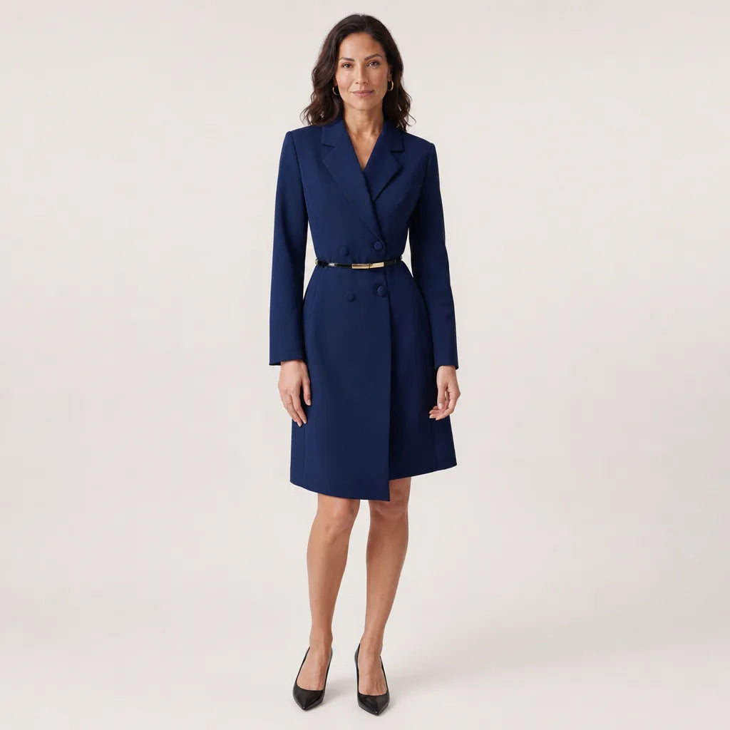 Dulcie Belted Blazer Dress - Color:Blue;Size:XS