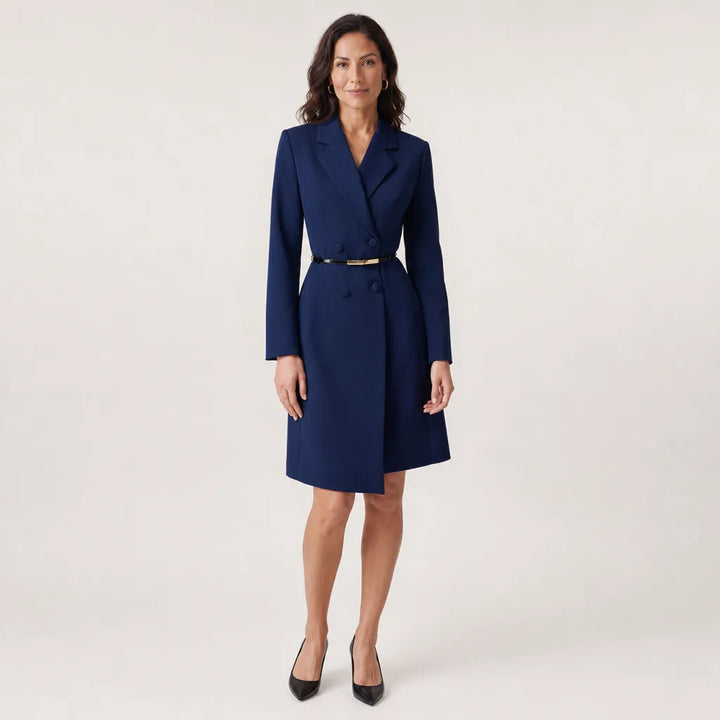 Dulcie Belted Blazer Dress - Color:Blue;Size:XS