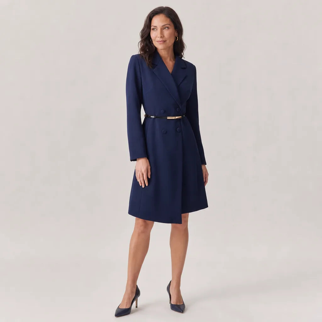 Women's Blue Lancaster Belted Blazer Dress