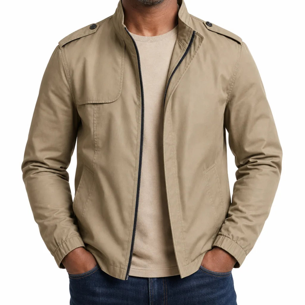 Duncan | Lightweight Stylish Windbreaker Zip Jacket - Color:Beige;Size:S
