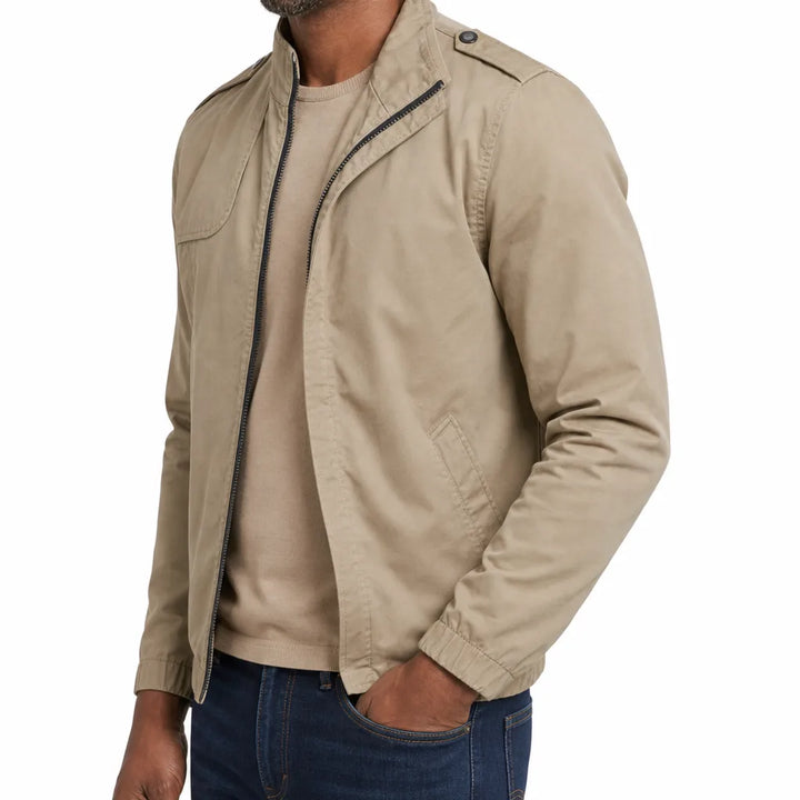 Men's Beige Cromwell Zip Neck Jacket