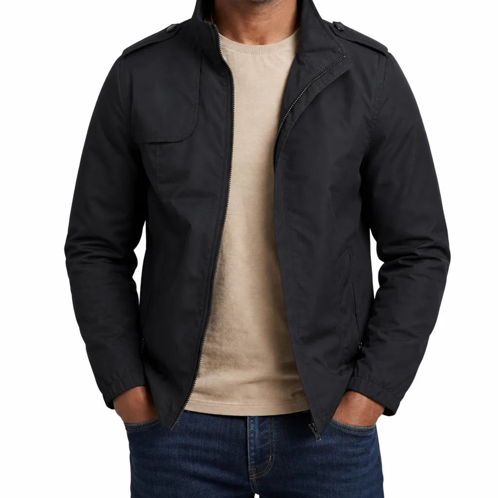 Duncan | Lightweight Stylish Windbreaker Zip Jacket - Color:Black;Size:S