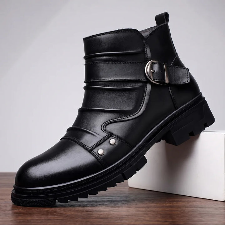 Men's Black Gorham Leather Combat Boots
