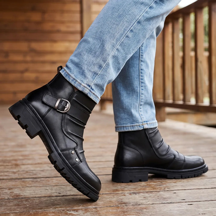 Men's Black Gorham Leather Combat Boots