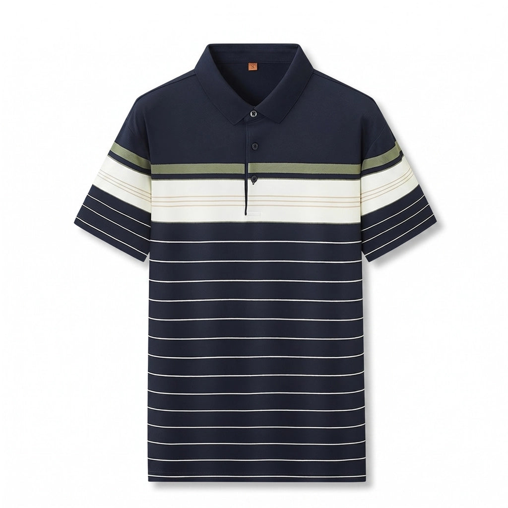 Dylan Striped Cotton Polo - Color:Royal Blue;Size:2XL