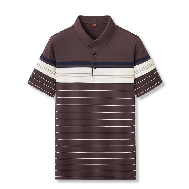Dylan Striped Cotton Polo - Color:Wine;Size:2XL