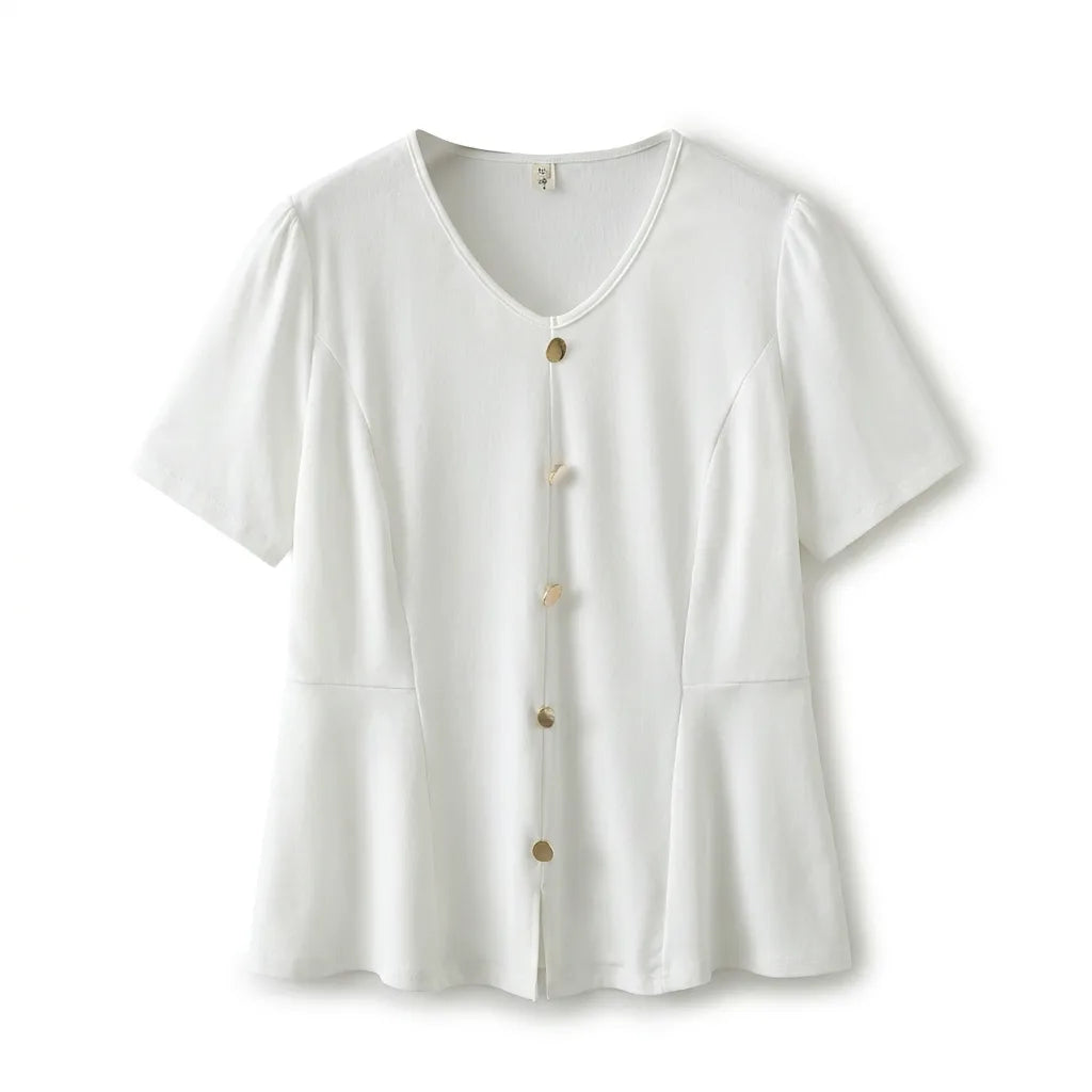 Women's White Eden V Neck Blouse