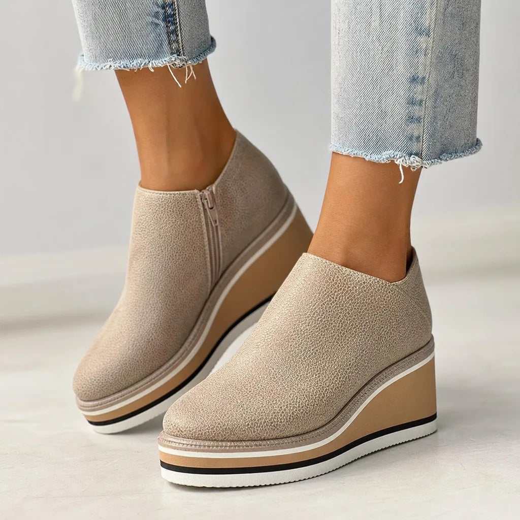 Edith | Women's Waterproof Boots with Heels - Color:Beige;Size:35