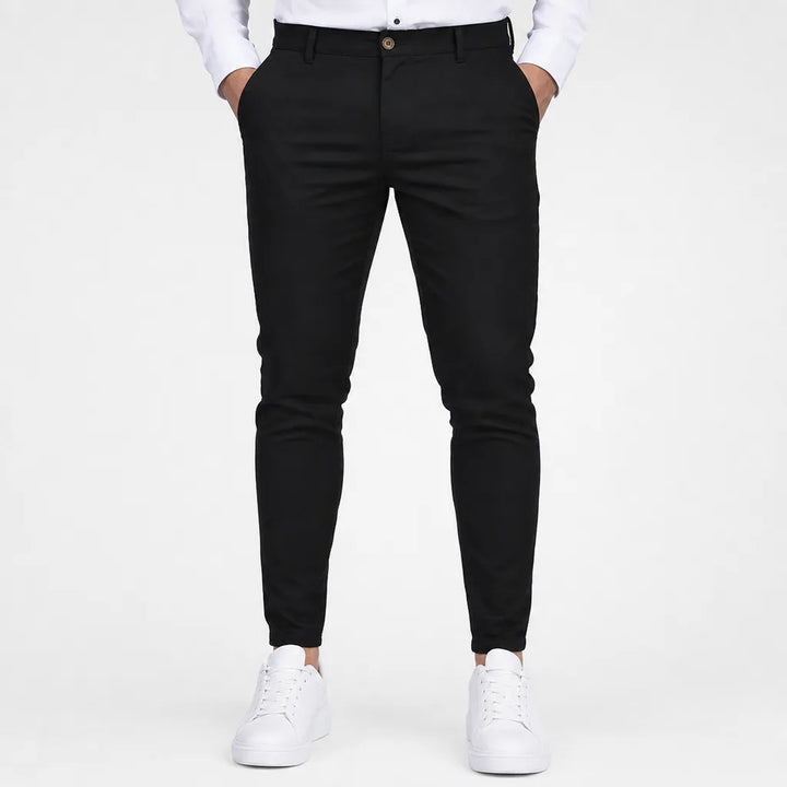 Edmund | Men's Slim Black Dress Pants - Color:Black;Size:S