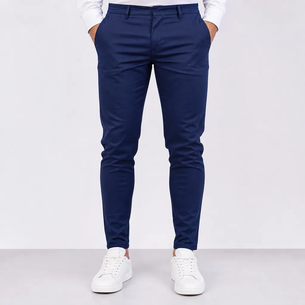 Edmund | Men's Slim Black Dress Pants - Color:Blue;Size:S
