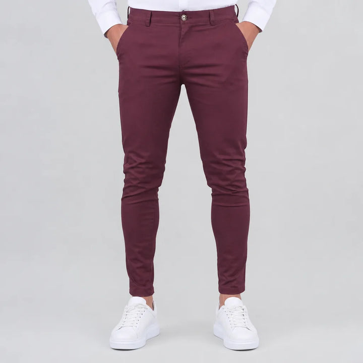 Edmund | Men's Slim Black Dress Pants - Color:Red;Size:S