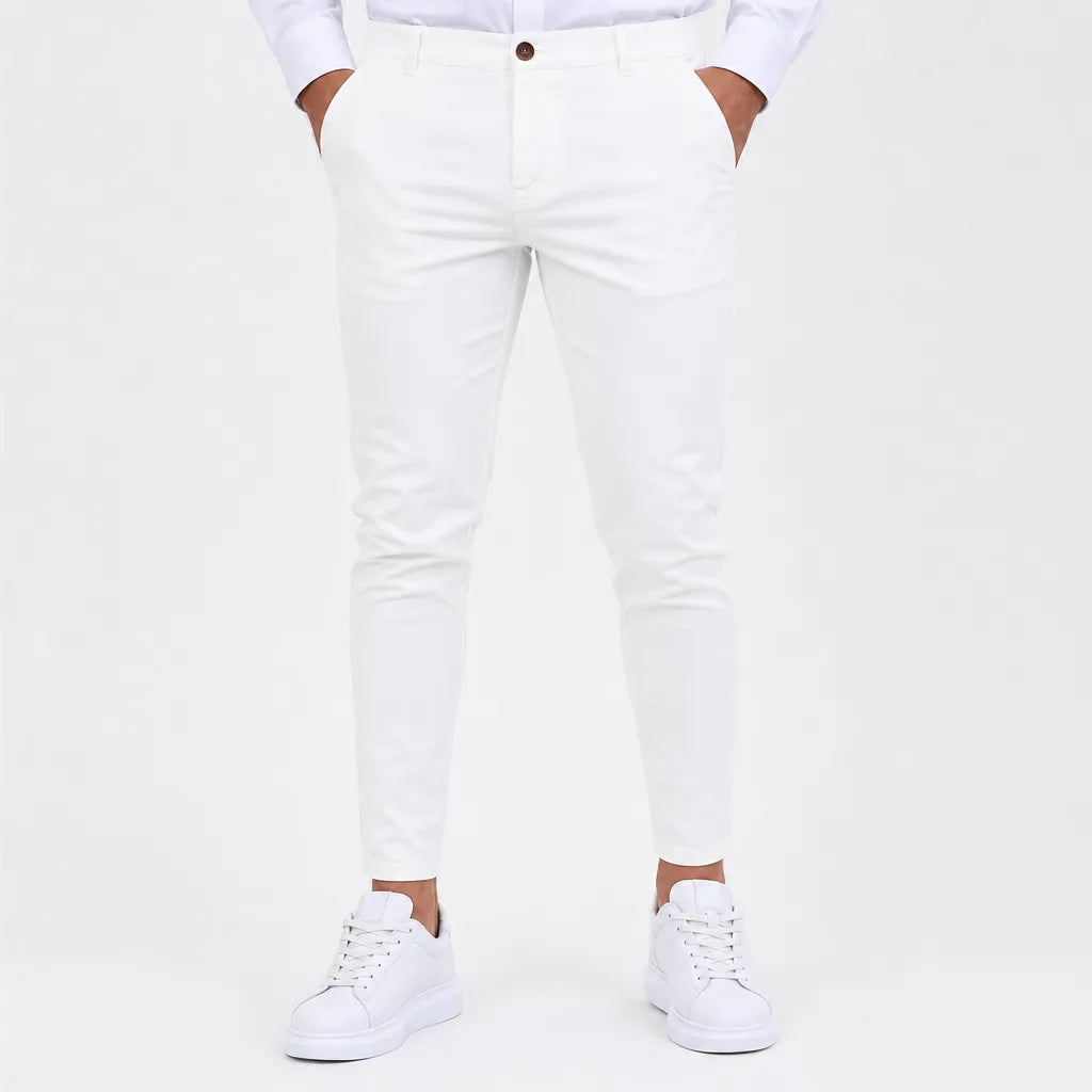 Edmund | Men's Slim Black Dress Pants - Color:White;Size:S